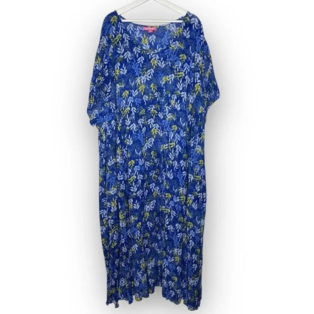 Woman Within Short Sleeve Crinkle Maxi Dress Rayon Long Women’s Plus Size 5X